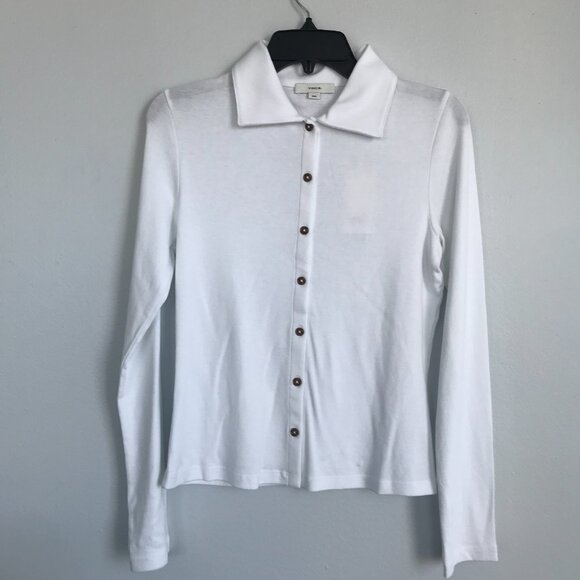 VINCE Pima Cotton Blend Button-Up Shirt - Picture 2 of 5